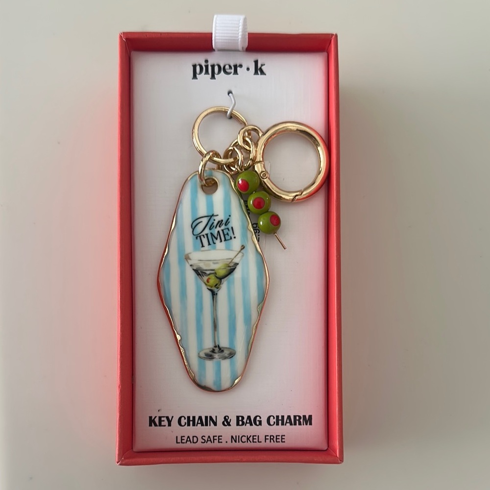 Piper K Tini Time Blue Key Chain & Bag Charm